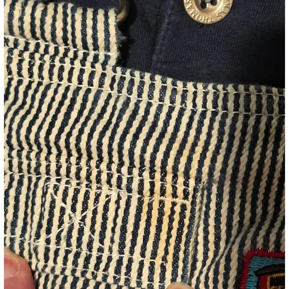 Vintage Y2K Kids Thomas the Tank Engine Denim Overalls Embroidered Train Size 4T